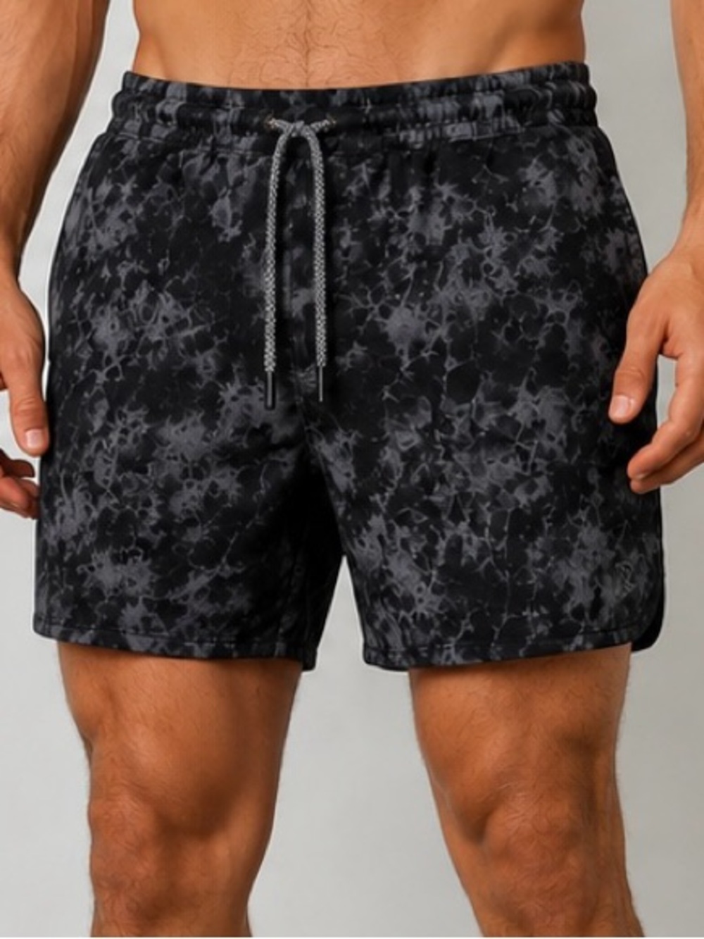 Rhoback 7” Lined Running Shorts Medium Black Gray Tie Dye Performance Like New
